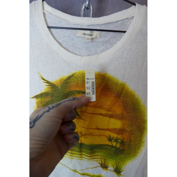 Madewell Palm Tree Graphic Tee Shirt Women's Size Medium Vacation Vibes - Picture 4 of 8